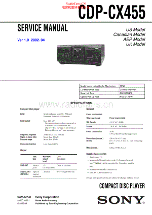 Sony-CDPCX455-cd-sm 维修电路原理图.pdf