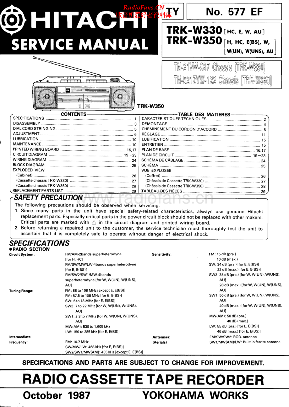 Hitachi-TRKW330-pr-sm 维修电路原理图.pdf_第1页