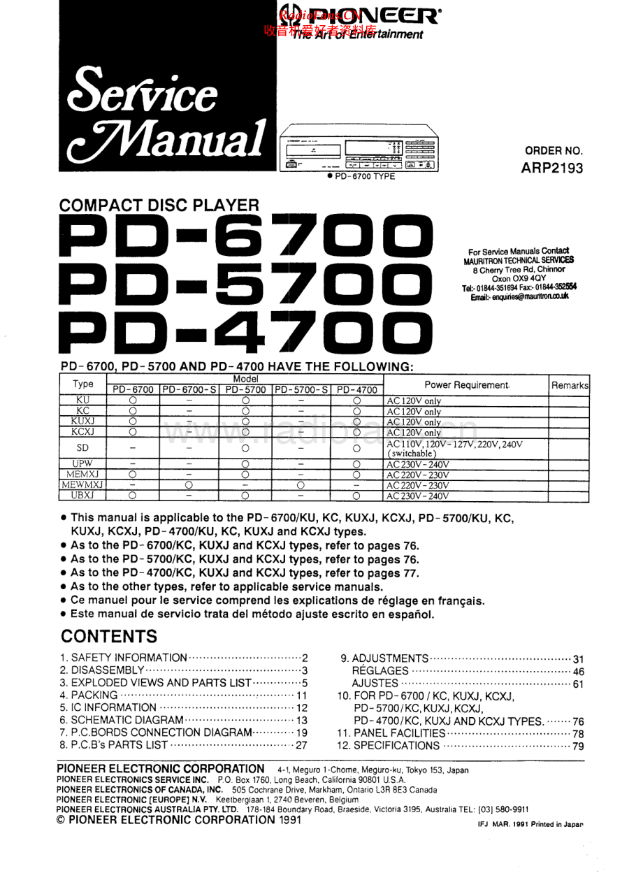 Pioneer-PD6700-cd-sm 维修电路原理图.pdf_第1页