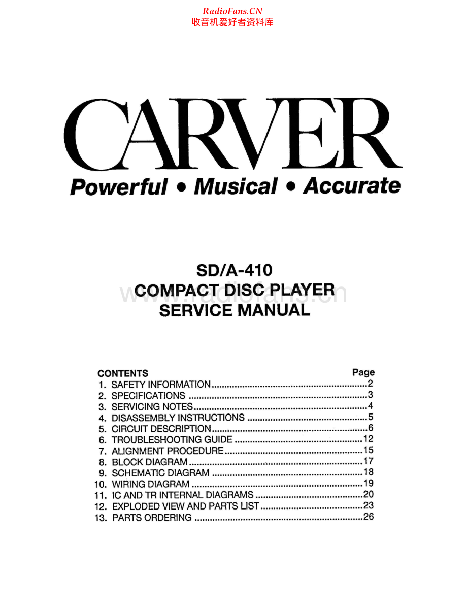 Carver-SDA410-cd-sm维修电路原理图.pdf_第1页