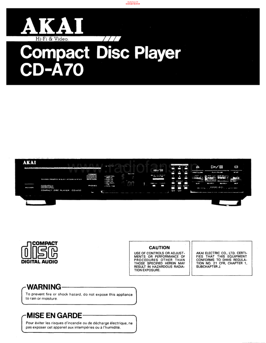 Akai-CDA70-cd-sm维修电路原理图.pdf_第1页