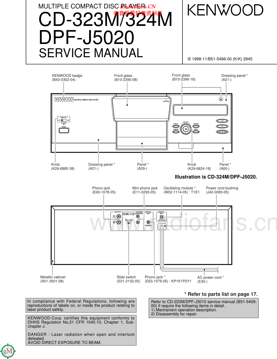 Kenwood-CD324M-cd-sm 维修电路原理图.pdf_第1页