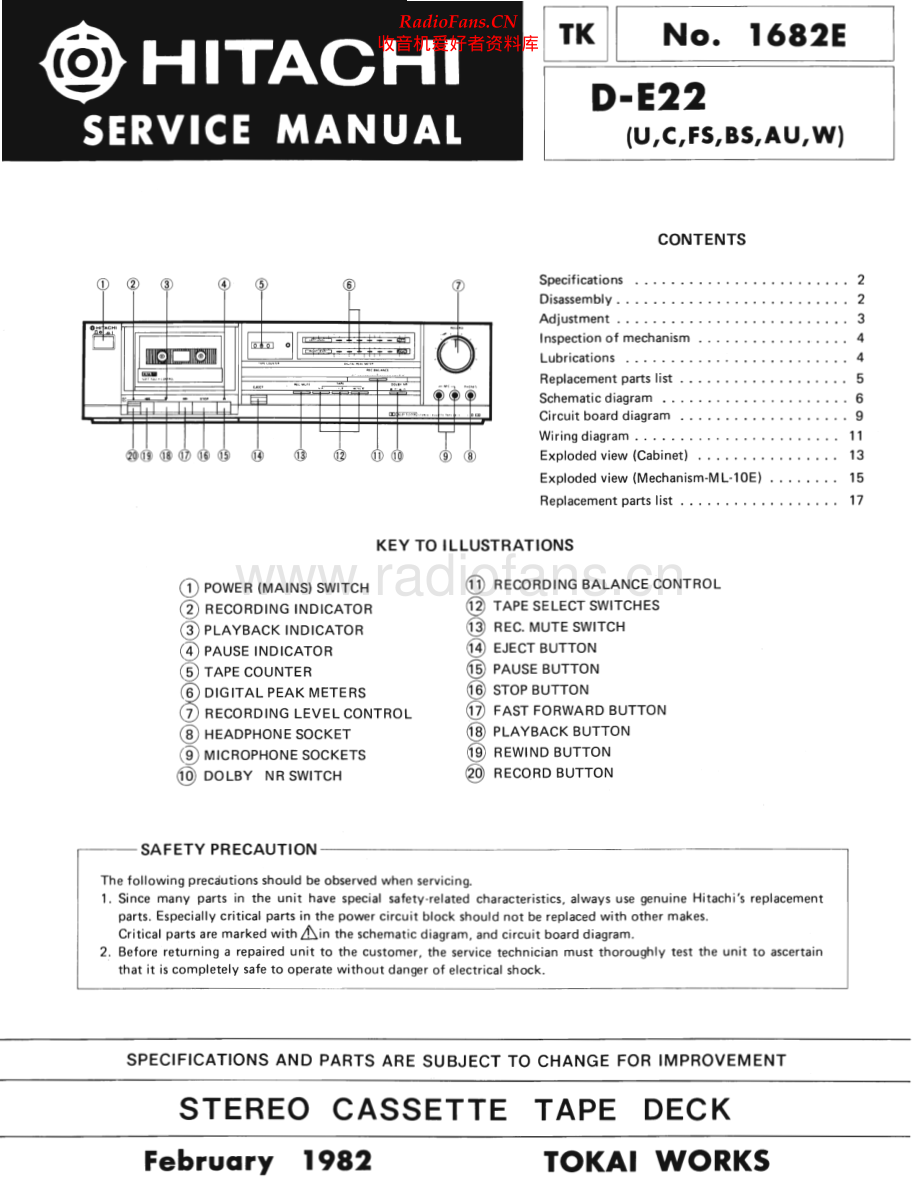 Hitachi-DE22-tape-sm 维修电路原理图.pdf_第1页