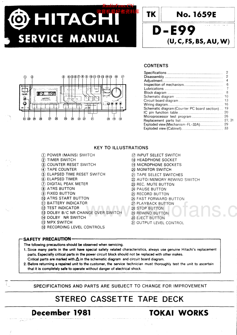 Hitachi-DE99-tape-sm 维修电路原理图.pdf_第1页