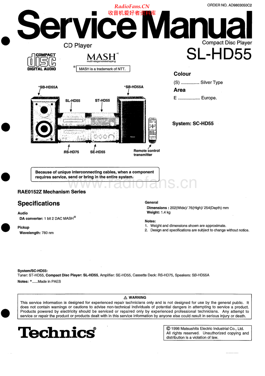 Technics-SLHD55-cd-sm 维修电路原理图.pdf_第1页