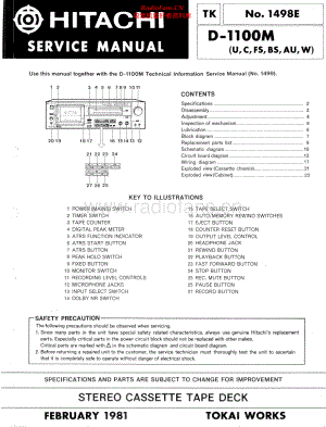 Hitachi-D1100M-tape-sm 维修电路原理图.pdf