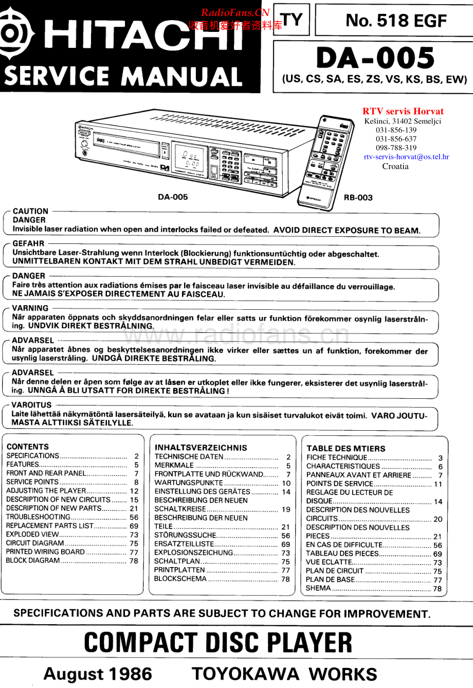 Hitachi-DA005-cd-sm 维修电路原理图.pdf_第1页