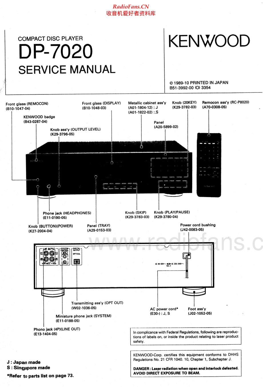 Kenwood-DP7020-cd-sm 维修电路原理图.pdf_第1页