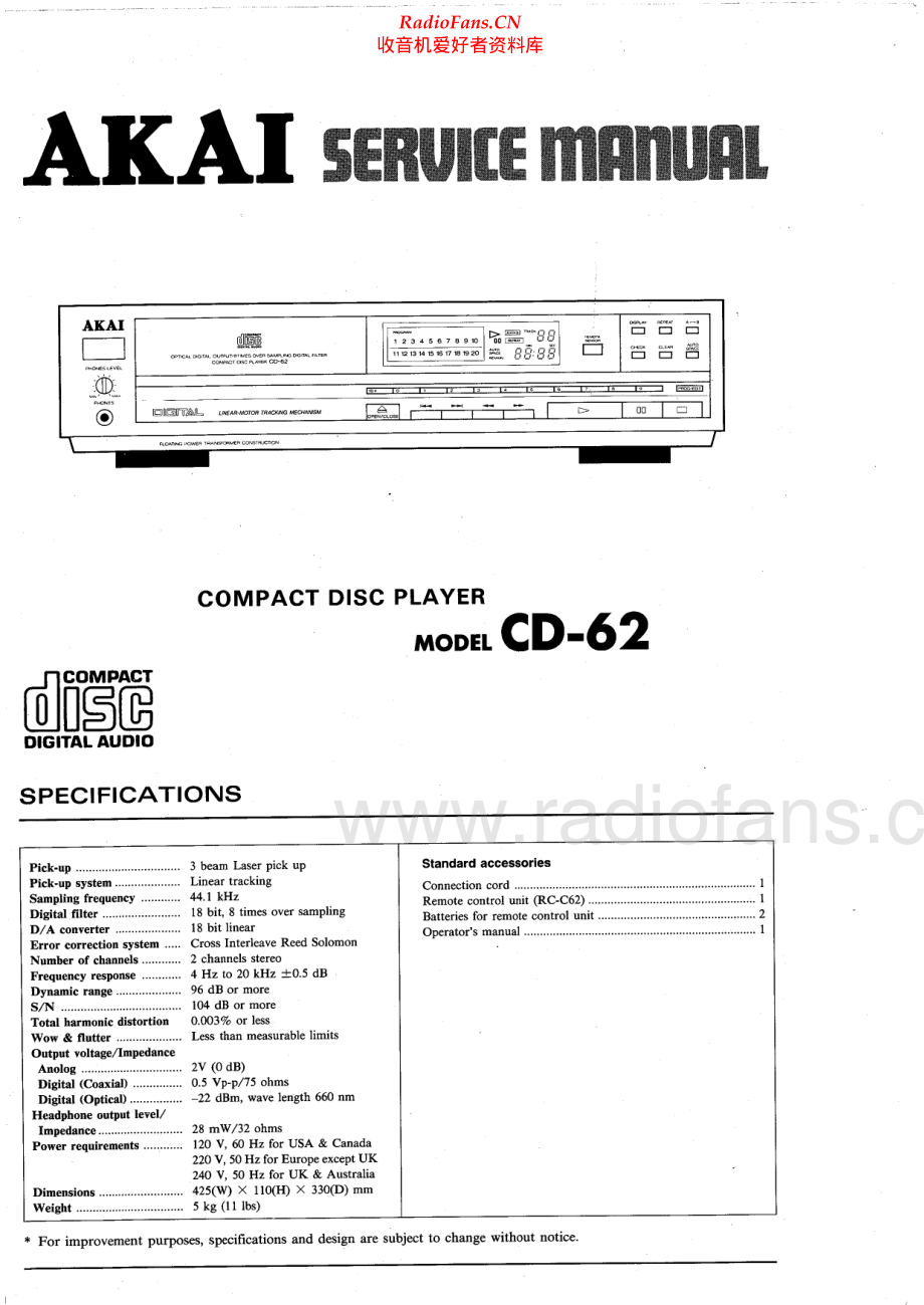 Akai-CD62-cd-sm维修电路原理图.pdf_第1页