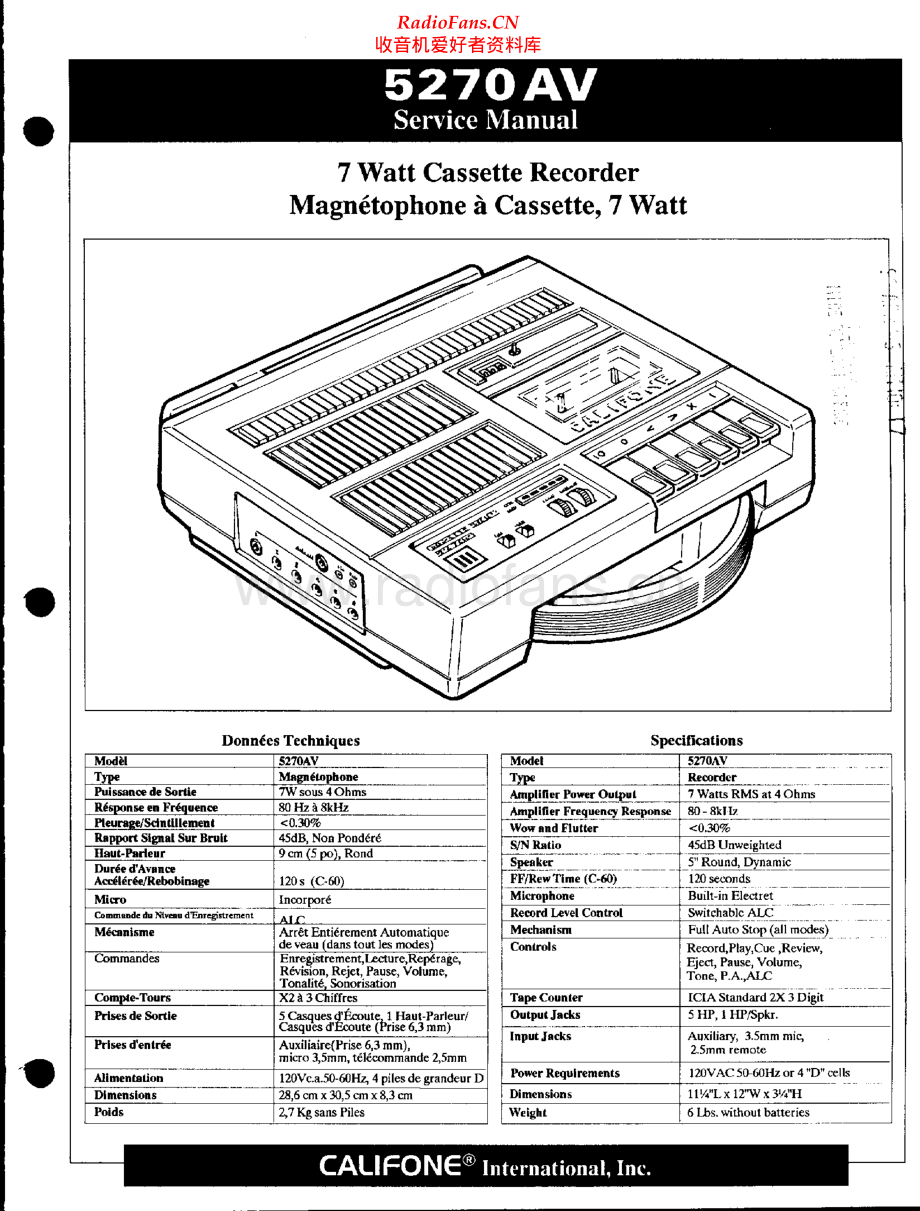 Califone-5270AV-tape-sm维修电路原理图.pdf_第1页