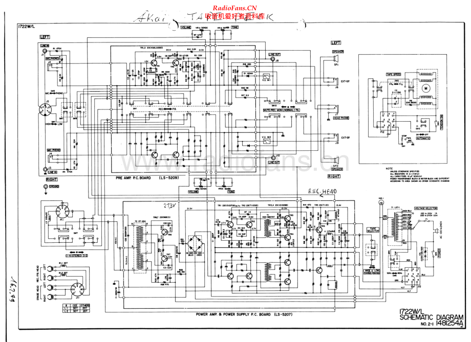 Akai-1722L-tape-sch维修电路原理图.pdf_第1页