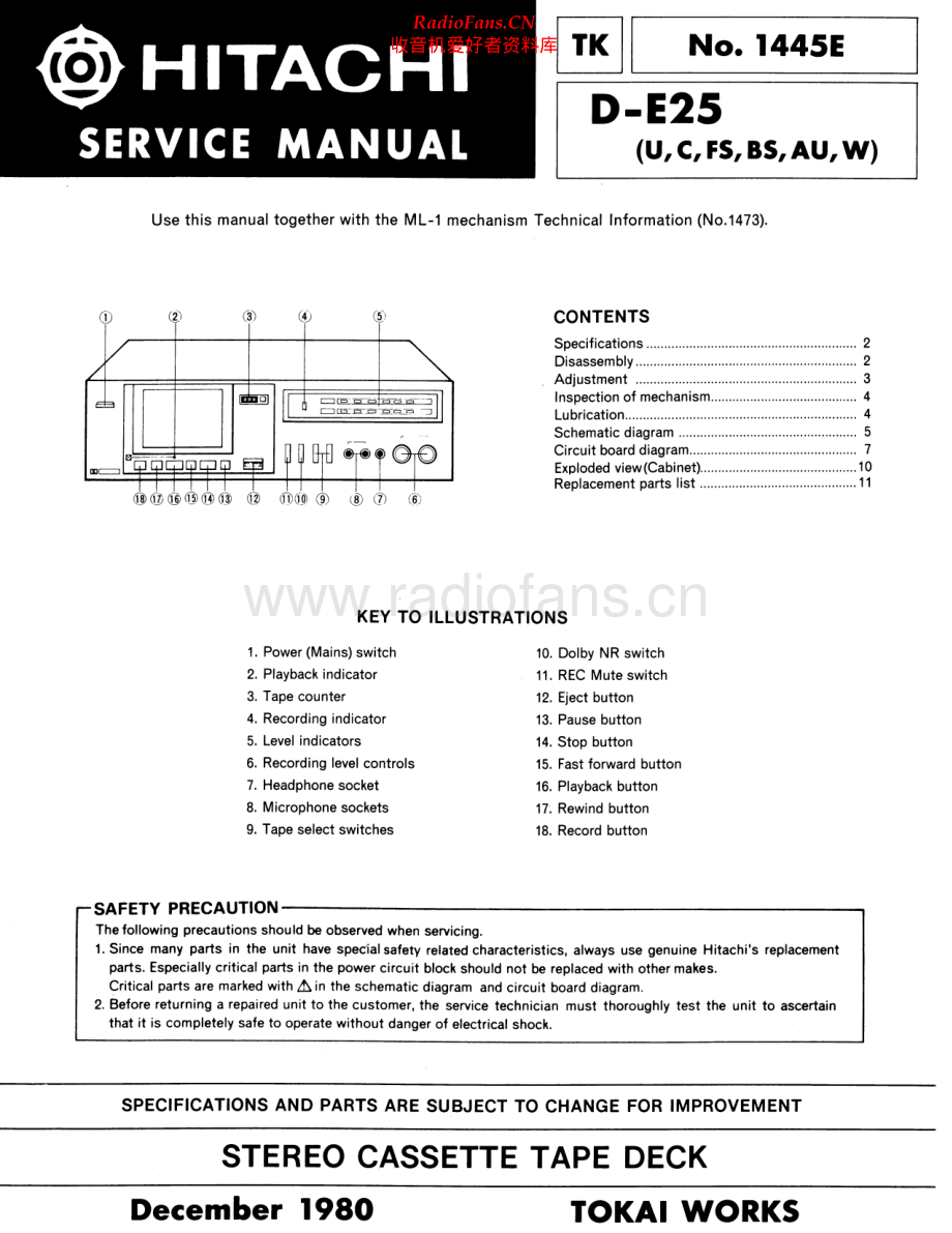 Hitachi-DE25-tape-sm 维修电路原理图.pdf_第1页