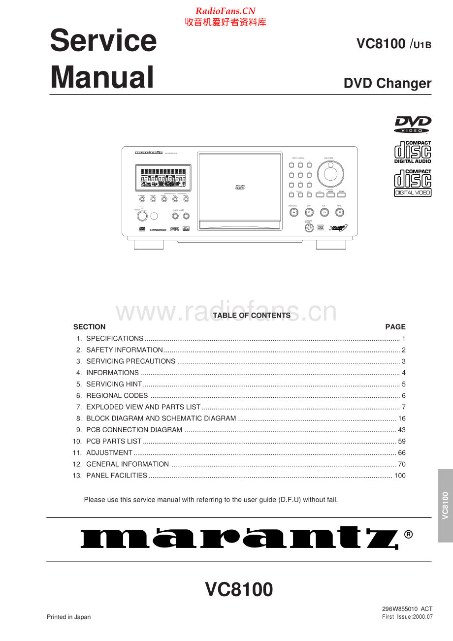 Marantz-VC8100-cd-sm 维修电路原理图.pdf_第1页