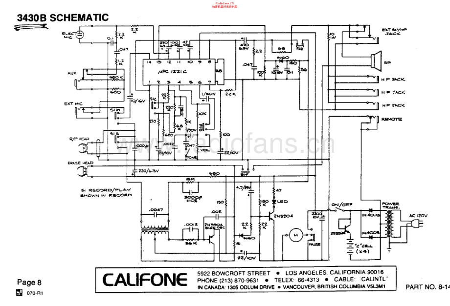 Califone-3430B-tape-sch维修电路原理图.pdf_第1页