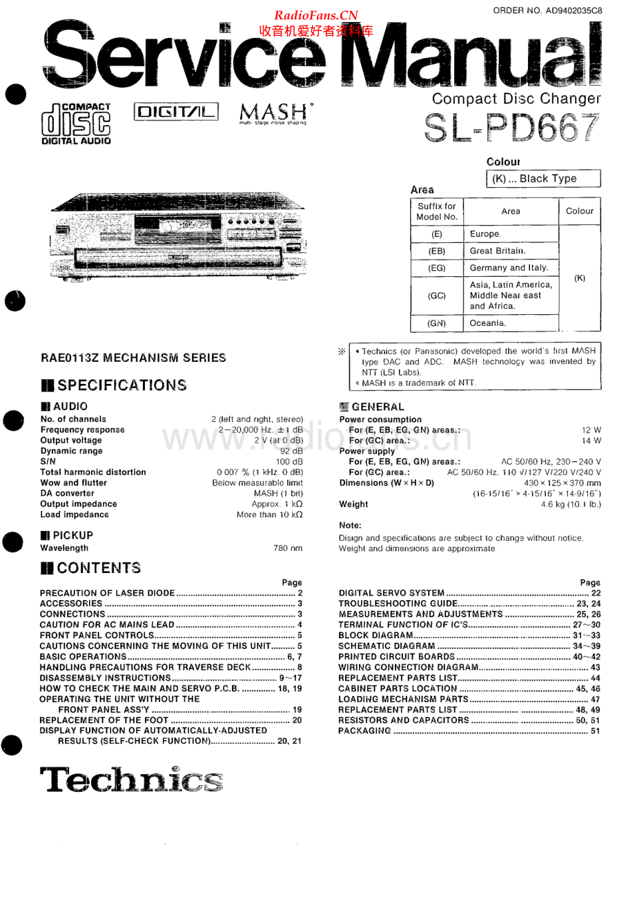 Technics-SLPD667-cd-sm 维修电路原理图.pdf_第1页