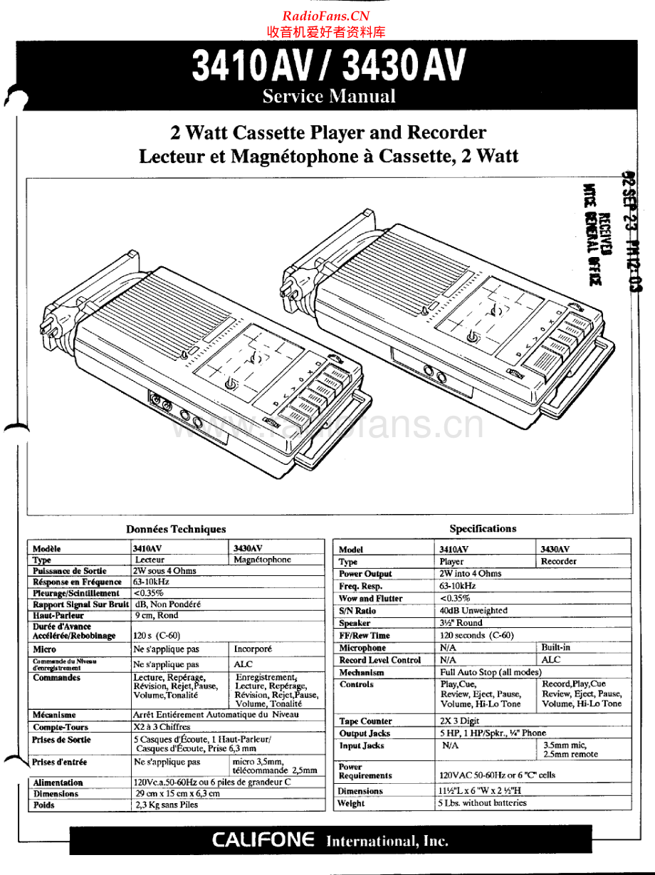 Califone-3410AV-tape-sm维修电路原理图.pdf_第1页