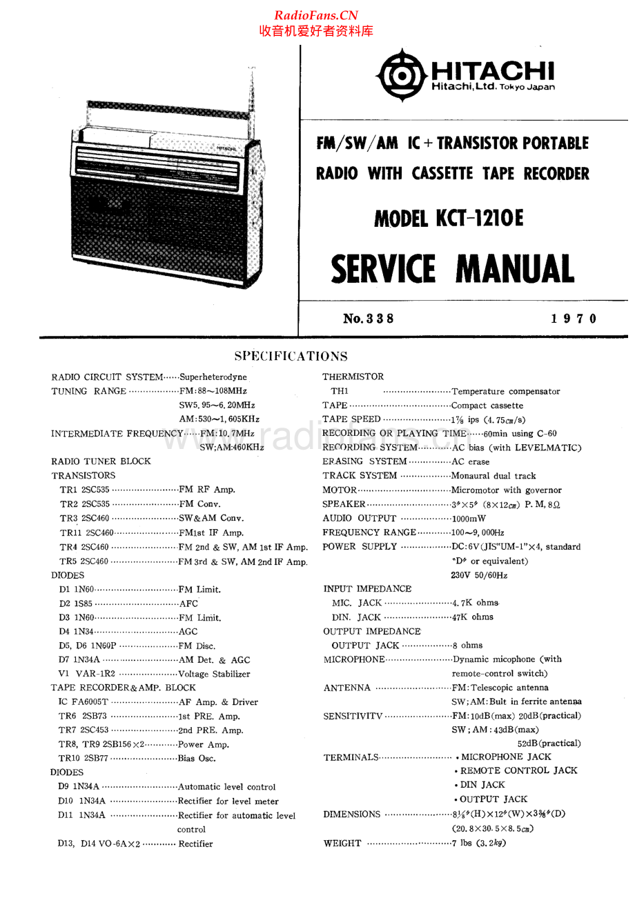 Hitachi-KCT1210E-pr-sm 维修电路原理图.pdf_第1页