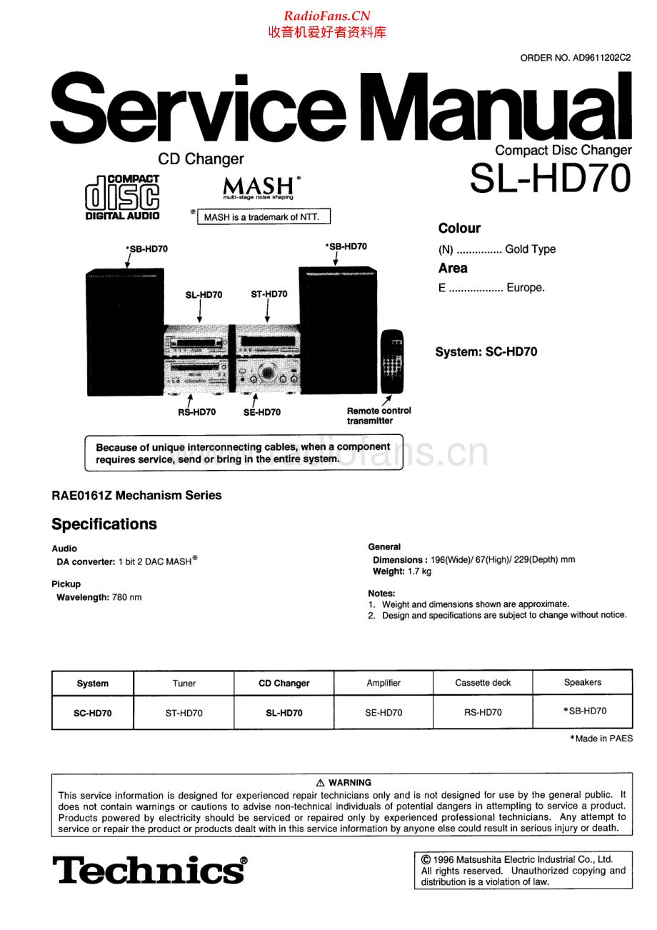 Technics-SLHD70-cd-sm 维修电路原理图.pdf_第1页