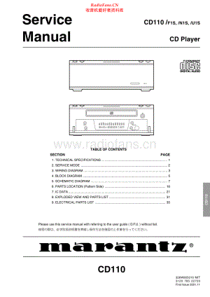 Marantz-CD110-cd-sm 维修电路原理图.pdf