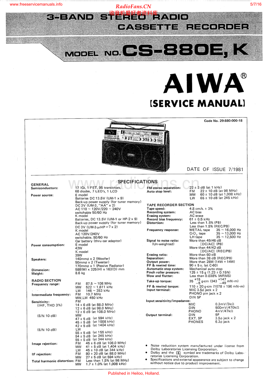 Aiwa-CS880-pr-sm维修电路原理图.pdf_第1页