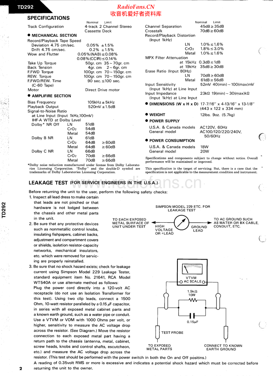 HarmanKardon-TD292-tape-sm维修电路原理图.pdf_第2页