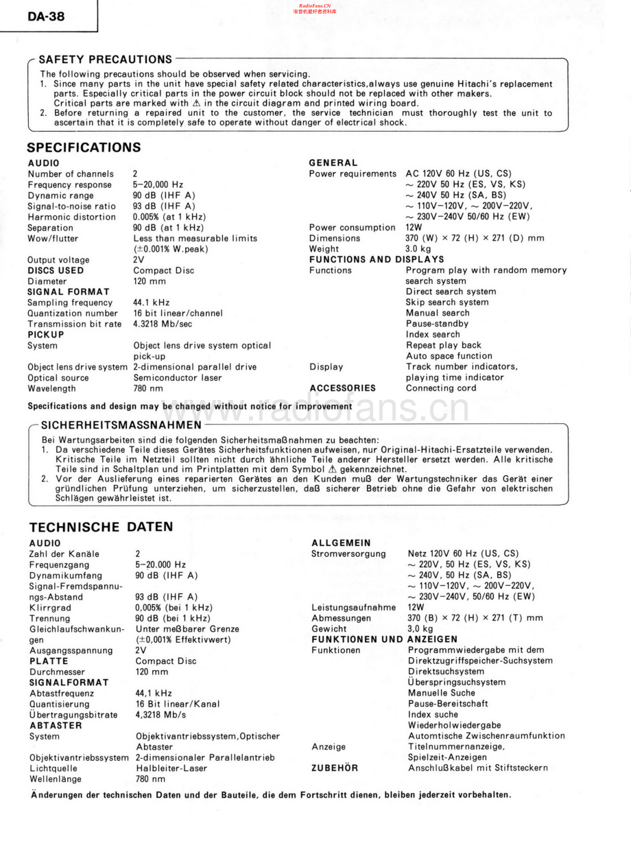 Hitachi-DA38-cd-sm 维修电路原理图.pdf_第2页