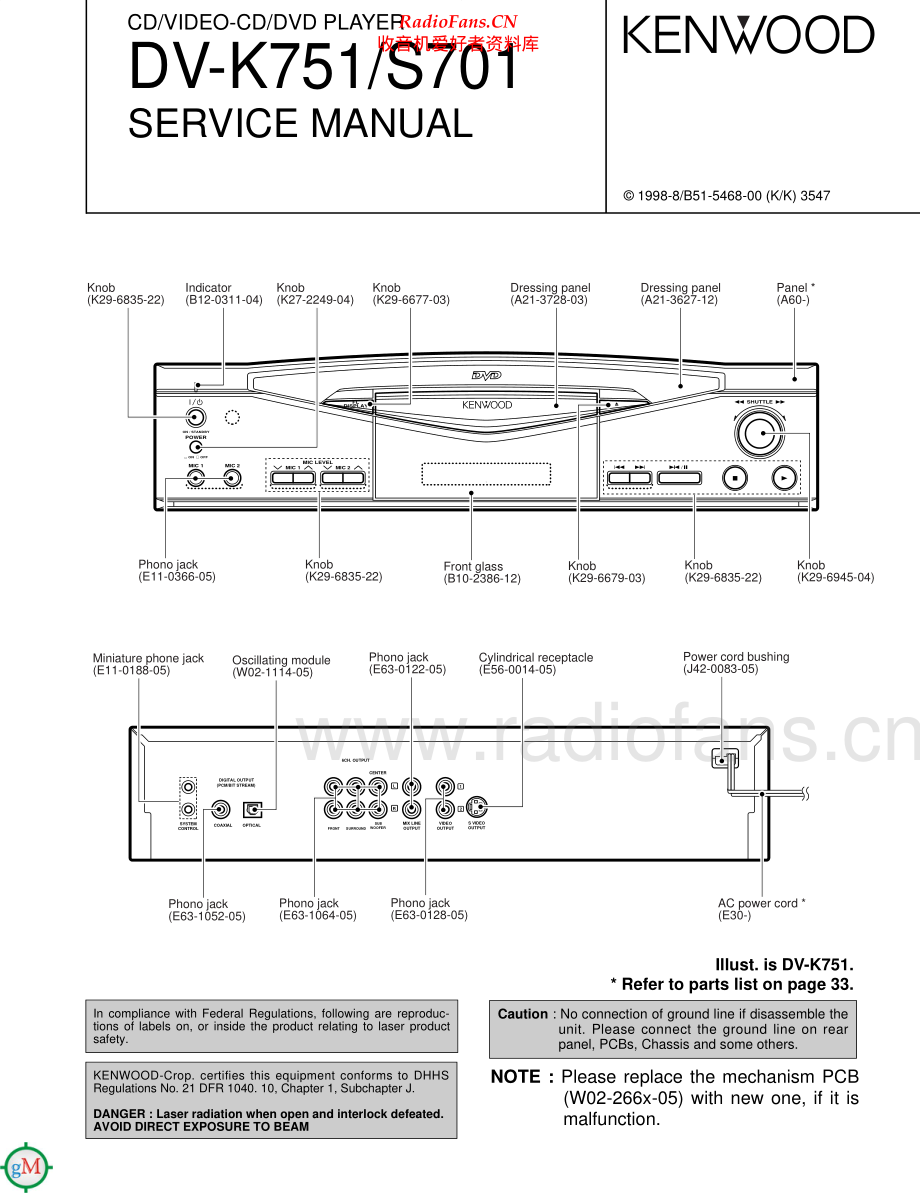 Kenwood-DVK751-cd-sm 维修电路原理图.pdf_第1页