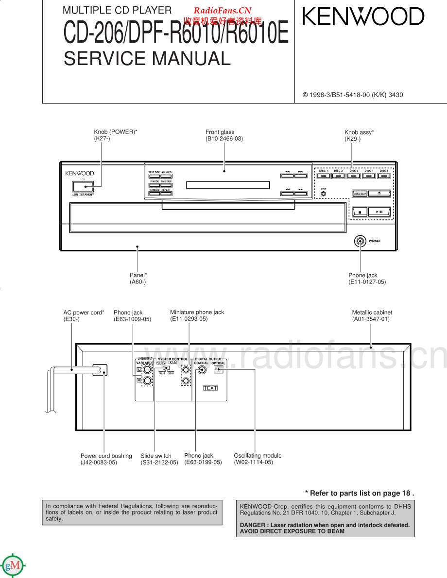 Kenwood-CD206-cd-sm 维修电路原理图.pdf_第1页