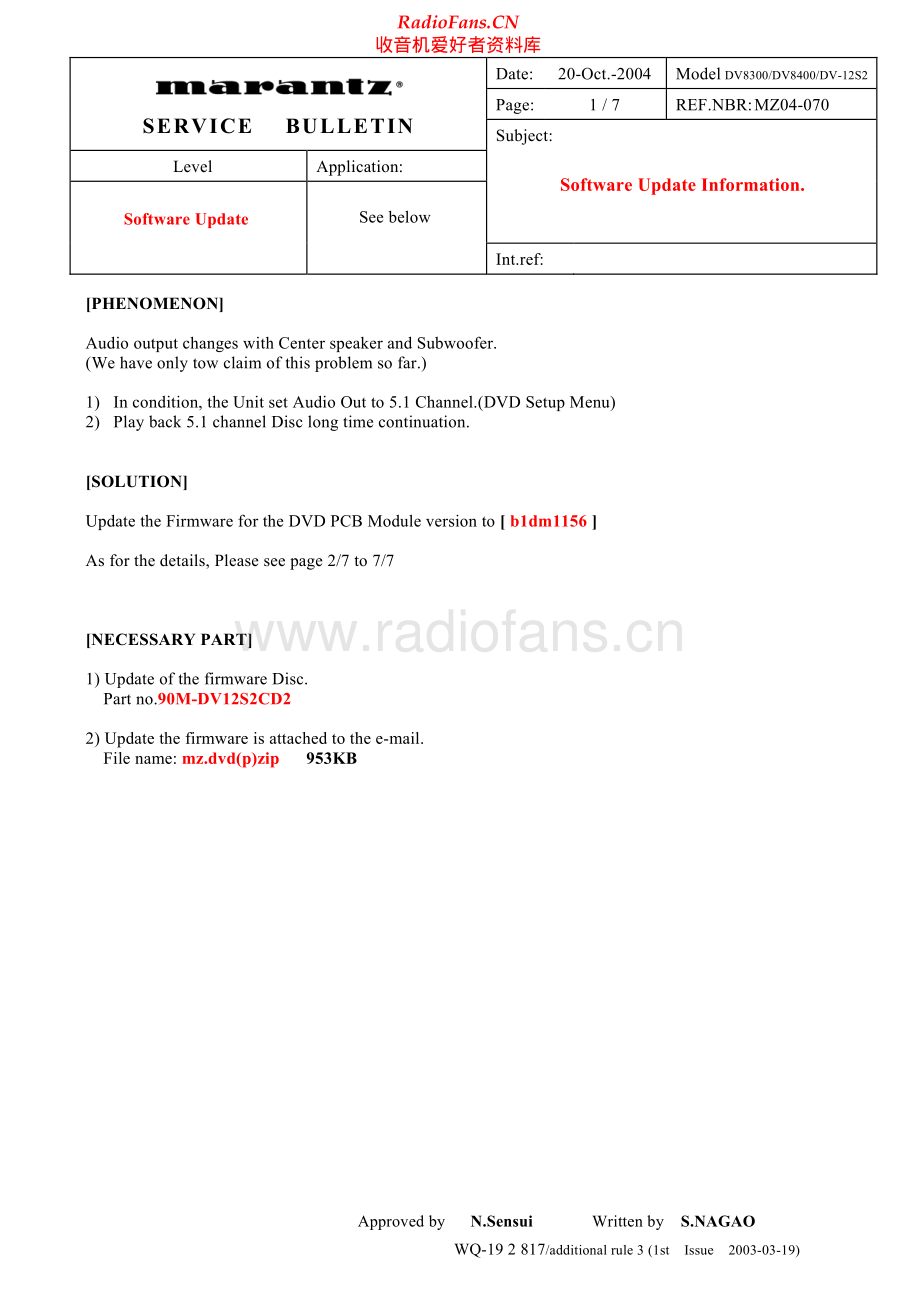 Marantz-DV8300-cd-sb 维修电路原理图.pdf_第1页