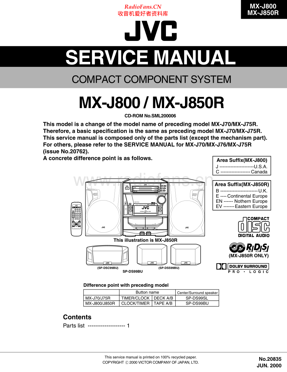 JVC-MXJ850R-cs-sm 维修电路原理图.pdf_第1页