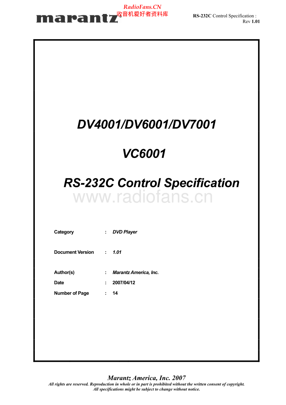 Marantz-DV7001-cd-rs232 维修电路原理图.pdf_第1页