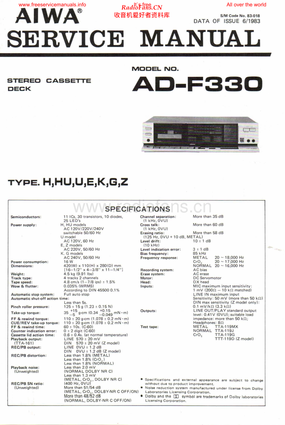 Aiwa-ADF330-tape-sm维修电路原理图.pdf_第1页