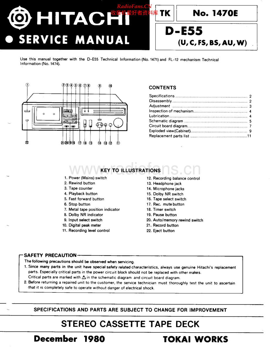 Hitachi-DE55-tape-sm 维修电路原理图.pdf_第1页