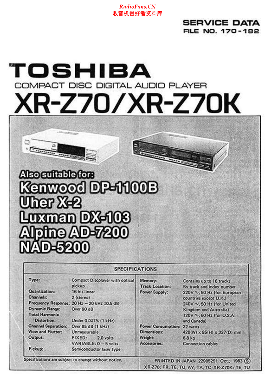 Toshiba-XRZ70-cd-sm 维修电路原理图.pdf_第1页