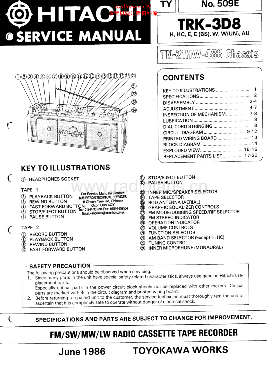 Hitachi-TRK3D8-pr-sm 维修电路原理图.pdf_第1页