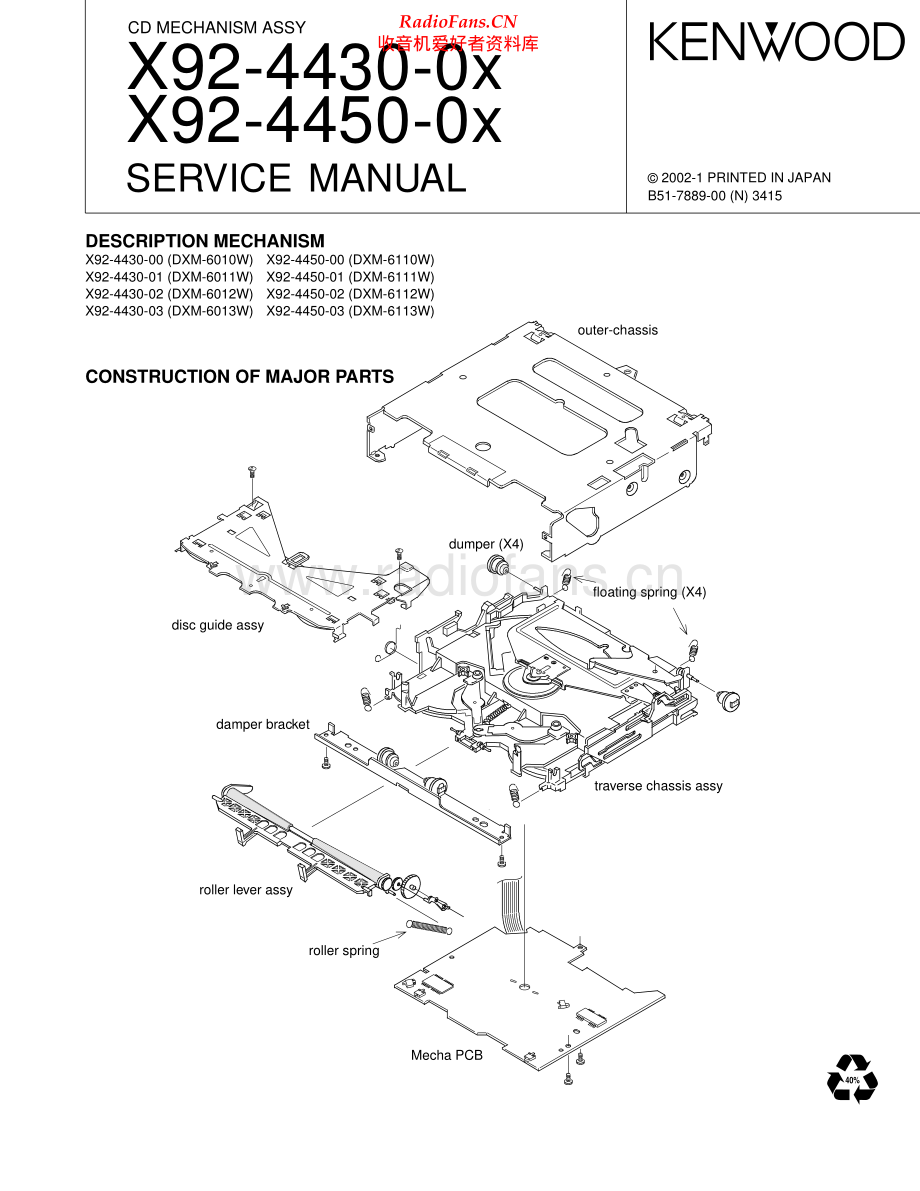 Kenwood-X92_4430_0x-cd-sm 维修电路原理图.pdf_第1页