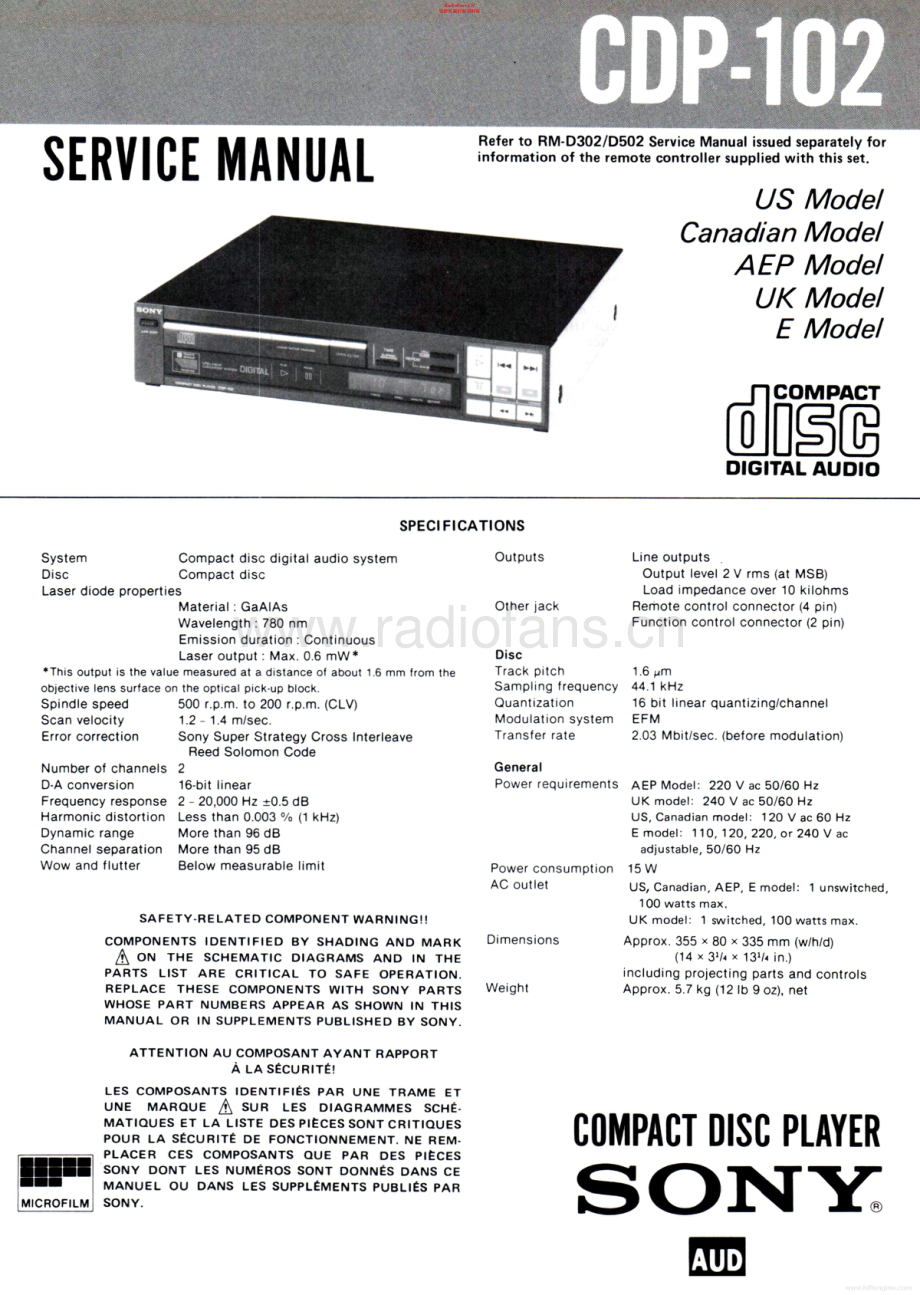 Sony-CDP102-cd-sm 维修电路原理图.pdf_第1页