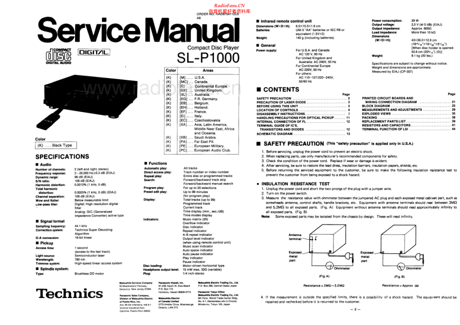 Technics-SLP1000-cd-sm 维修电路原理图.pdf_第1页