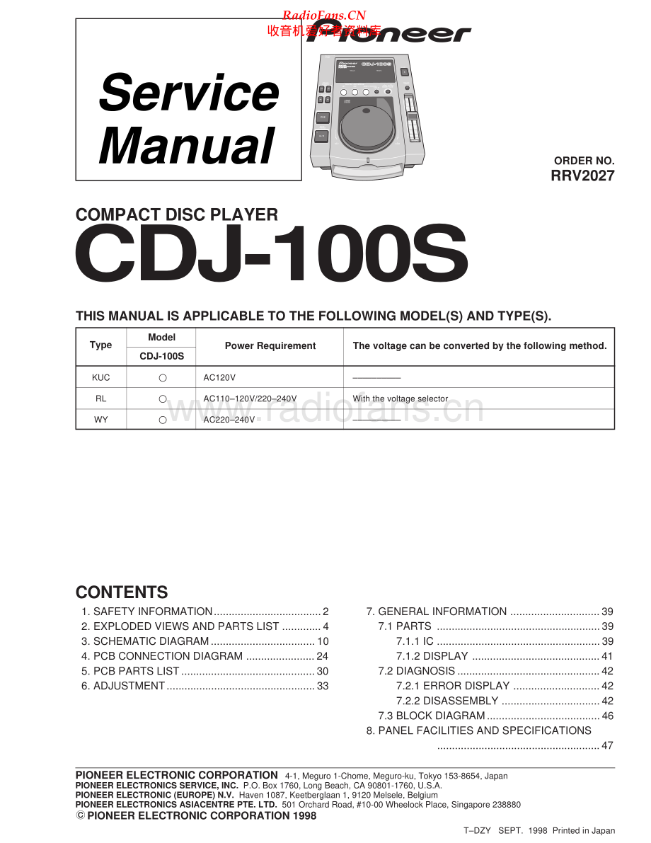 Pioneer-CDJ100S-cd-sm 维修电路原理图.pdf_第1页