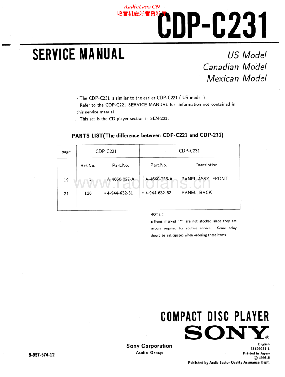 Sony-CDPC231-cd-sm 维修电路原理图.pdf_第1页