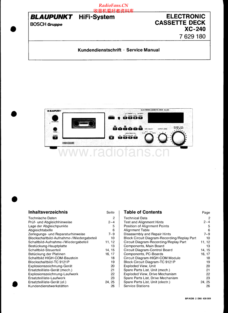 Blaupunkt-XC240-tape-sm维修电路原理图.pdf_第1页