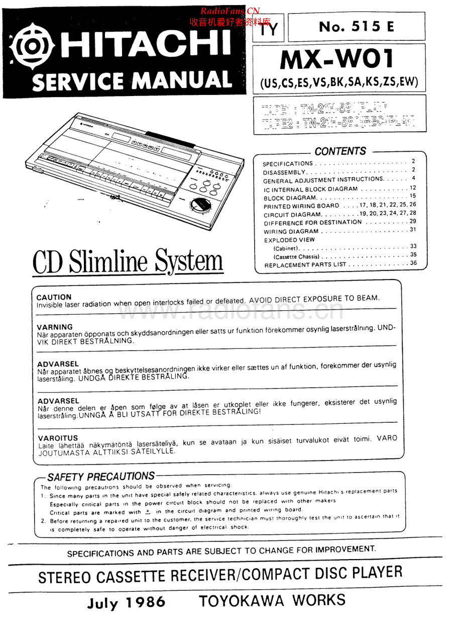 Hitachi-MXW01-cd-sm 维修电路原理图.pdf_第1页