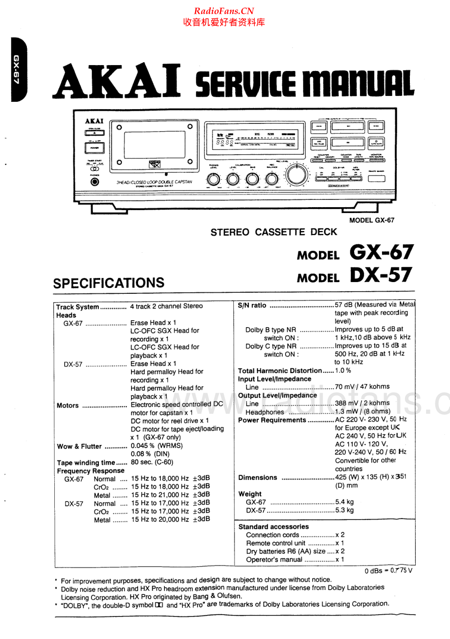 Akai-DX57-tape-sm维修电路原理图.pdf_第1页