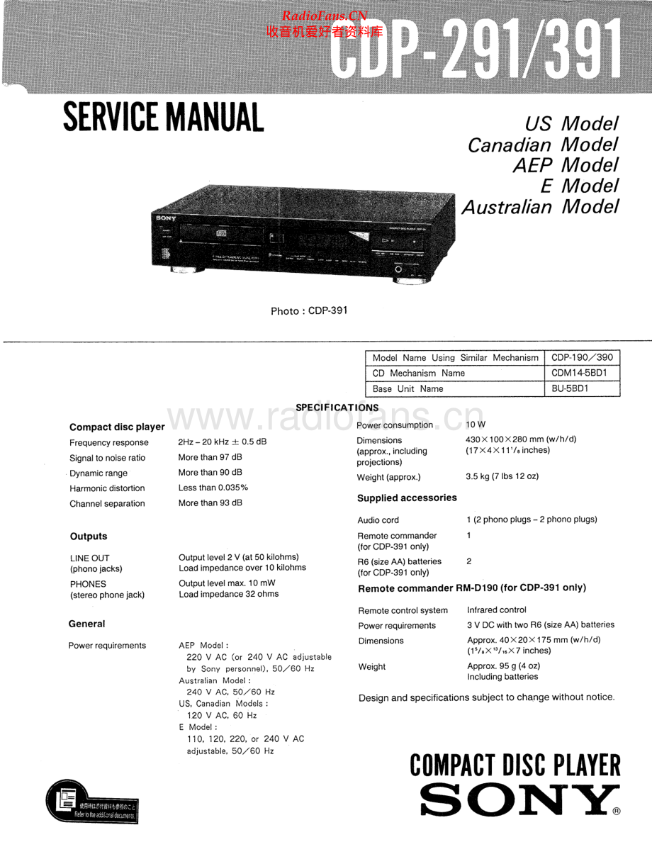 Sony-CDP391-cd-sm 维修电路原理图.pdf_第1页