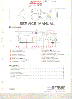 Yamaha-K850-tape-sm 维修电路原理图.pdf