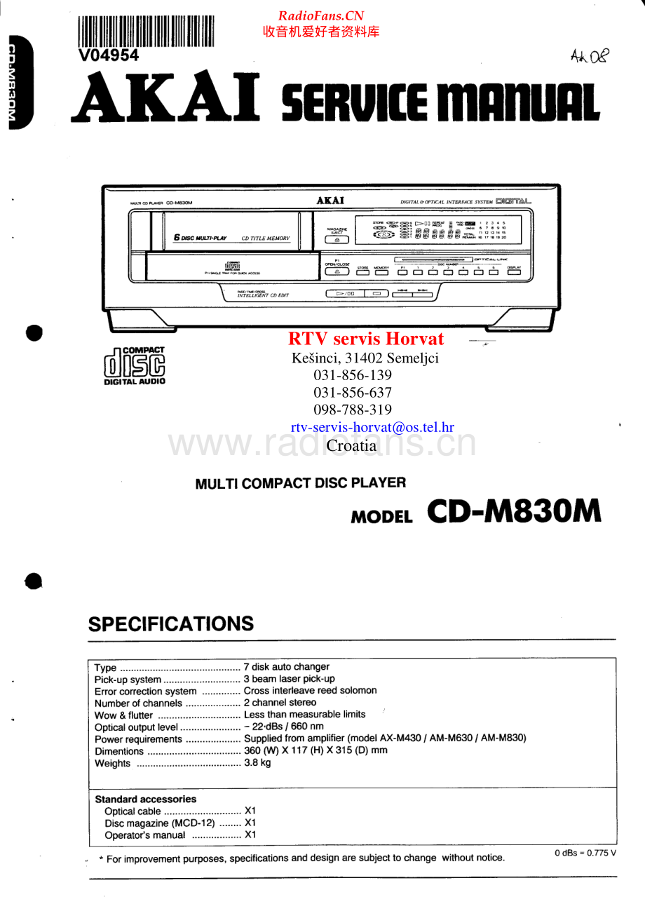 Akai-CDM830M-cd-sm维修电路原理图.pdf_第1页