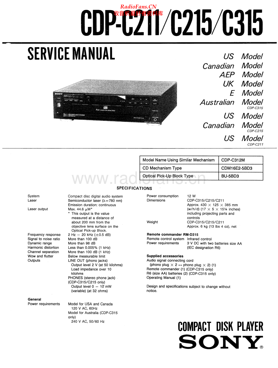 Sony-CDPC215-cd-sm 维修电路原理图.pdf_第1页