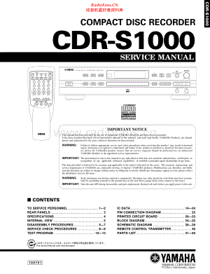 Yamaha-CDRS1000-cd-sm 维修电路原理图.pdf