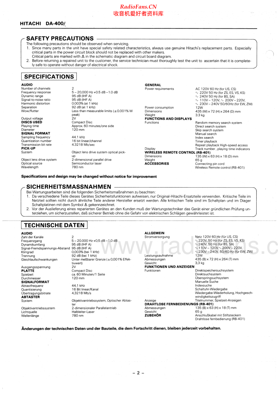 Hitachi-DA400-cd-sm 维修电路原理图.pdf_第2页