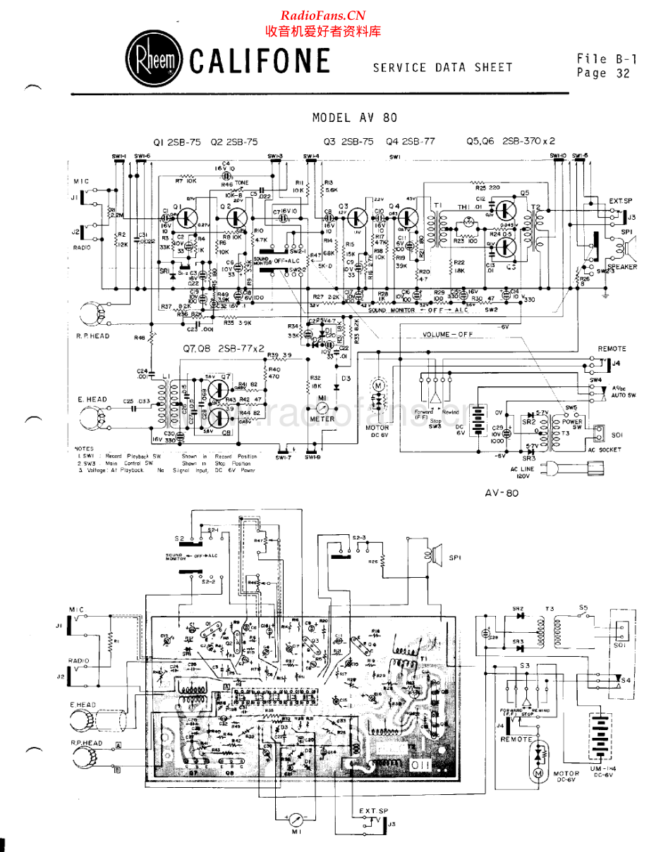 Califone-AV80-tape-sch维修电路原理图.pdf_第1页